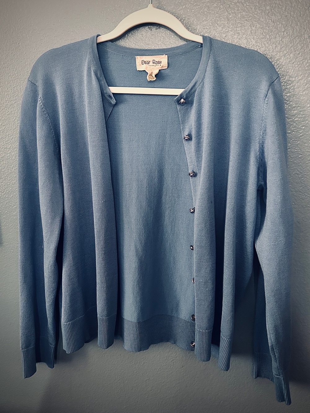 Light Blue Button-Front Cardigan Sweater For Women XL - Picture 4 of 5